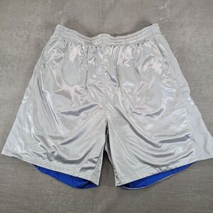 Starter Vintage Mens Reversible Basketball Shorts Silver Mesh Dazzle Athletic Lg